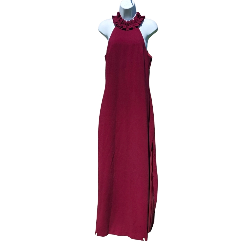 Trina Turk Ruffle Neck Sleeveless Gown- 8